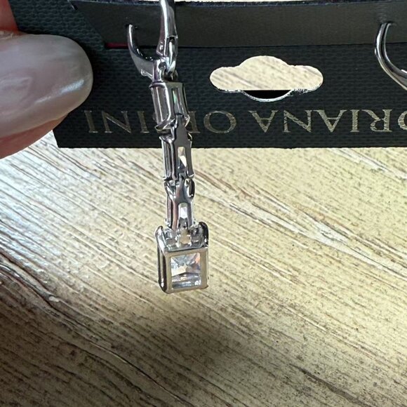 ADRIANA ORSINI New Rhodium Plated & Cubic Zirconia Linear Drop Earrings - Picture 6 of 6